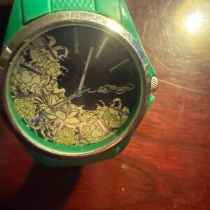 Green Floral Design Ed HardyWatch
